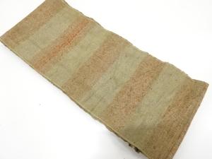 アンティーク　木綿　裂織　横段模様織り出し半幅帯